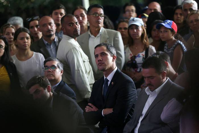 Juan Guaido, líder de la oposición venezolana, durante la presentación del "Plan de País", en Caracas el 28 de marzo.

 · Foto: Cristian Hernández