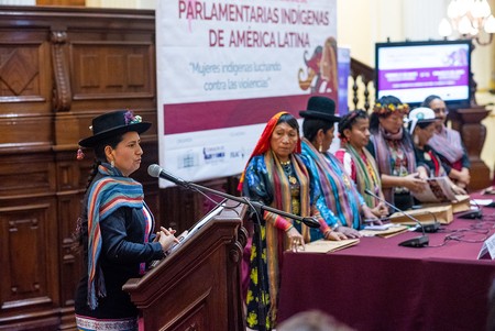 Primer Encuentro de Parlamentarias Indígenas de América Latina “Mujeres indígenas luchando contra las violencias”, en Lima, Perú. Foto: Neils Oscategui
Primer Encuentro de Parlamentarias Indígenas de América Latina “Mujeres indígenas luchando contra las violencias”, en Lima, Perú. Foto: Neils Oscategui