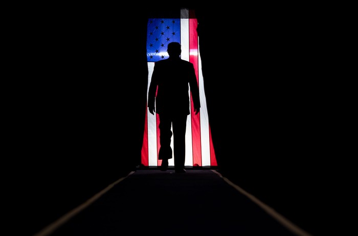 Donald Trump, el 11 de octubre, en el Coliseo Sudduth en el Centro Cívico Lake Charles, Louisiana. · Foto: Saul Loeb, AFP