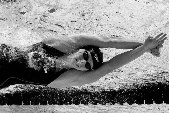 Katie Ledecky, de Estados Unidos, compite en la final de la prueba de mujeres de 800 metros estilo libre, en el Campeonato Mundial FINA 2015, el sábado, en Kazán, Rusia. Foto: François Xavier Marit, AFP