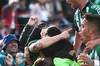 Los jugadores de Racing tras el gol de Maicol Cabrera a Fénix en el parque Osvaldo Roberto. · Foto: Pablo Vignali Los jugadores de Racing tras el gol de Maicol Cabrera a Fénix en el parque Osvaldo Roberto. · Foto: Pablo Vignali