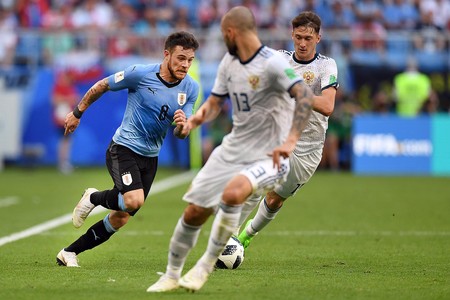 Nahitan Nandez en el partido ante Rusia, ayer. · Foto: Sandro Pereyra Nahitan Nandez en el partido ante Rusia, ayer. · Foto: Sandro Pereyra