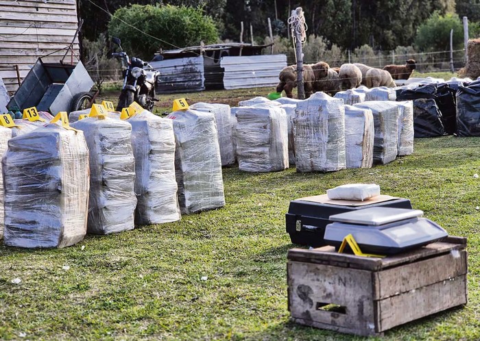 Cocaína incautada durante un operativo, el 3 de agosto, en Punta Espinillo. · Foto: Ministerio del Interior