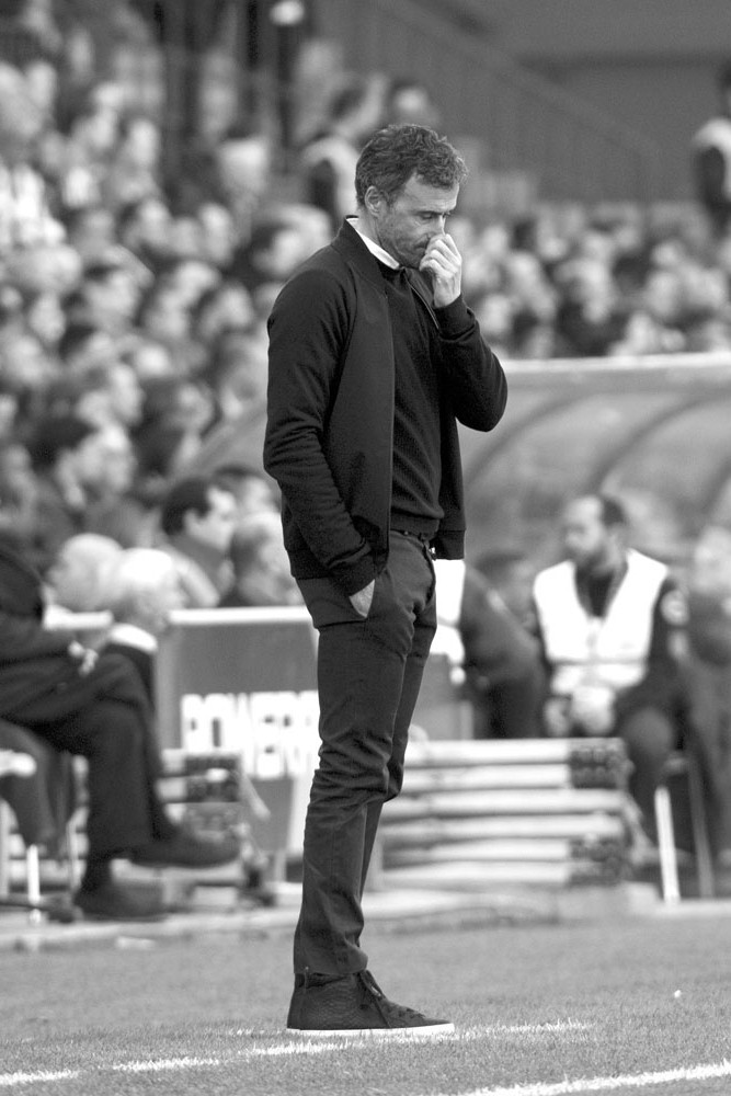 Luis Enrique, entrenador de Barcelona, el 26 de febrero, en el estadio Vicente Calderón, en Madrid. Foto: Curto de la Torre, AFP
