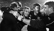 Mario Rebollo, Oscar Tabárez, José Herrera y Celso Otero al terminar el partido.