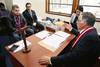 El ex presidente de la Corte Superior de Justicia del Callao, Walter Ríos, declara ante un juez de Callao luego
de ser detenido en el marco de una investigación por venta de sentencias judiciales en Perú. Poder judicial, Afp El ex presidente de la Corte Superior de Justicia del Callao, Walter Ríos, declara ante un juez de Callao luego
de ser detenido en el marco de una investigación por venta de sentencias judiciales en Perú. Poder judicial, Afp