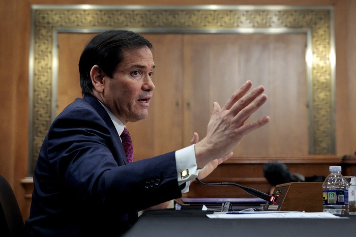 Marco Rubio en el Comité de Relaciones Exteriores del Senado, el 28 de enero, en Washington. · Foto: Chip Somodevilla, Getty Images, AFP