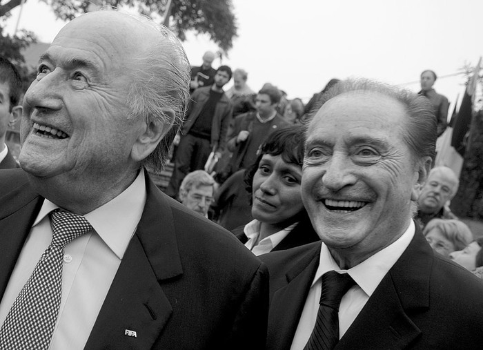 Joseph Blatter y Eugenio Figueredo. Foto: Nicolás Celaya (archivo, junio de 2012)