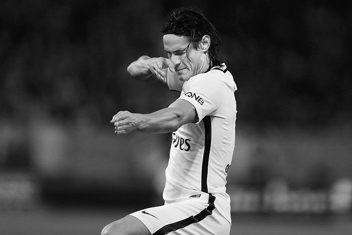 Edinson Cavani, de Paris Saint-Germain, festeja un gol a Caen, el viernes, en París. Foto: Charly Triballeau, AFP