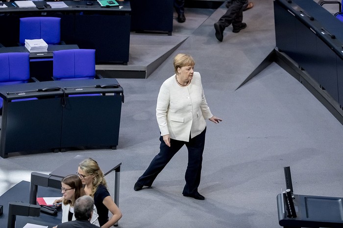 Angela Merkel, canciller alemana, ayer, en Berlín.
Foto: Christoph Soeder, DPA, AFP
