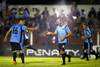Matías Arismendi e Ismael Espiga, de Rocha, tras el segundo gol a Treinta y Tres convertido por Espiga, el sábado en el estadio Centro Empleados de Comercio, en Treinta y Tres. · Foto: Fernando Morán Matías Arismendi e Ismael Espiga, de Rocha, tras el segundo gol a Treinta y Tres convertido por Espiga, el sábado en el estadio Centro Empleados de Comercio, en Treinta y Tres. · Foto: Fernando Morán