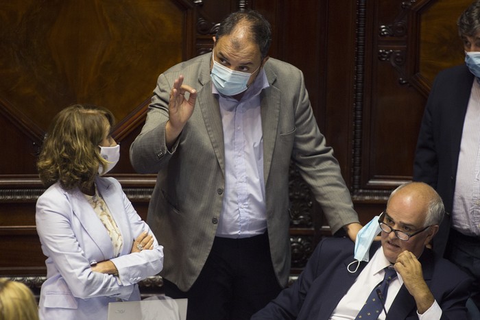 Carmen Asiaín, Charles Carrera, y Gustavo Penadés en la cámara de diputados, el 12 de diciembre.
 · Foto: .