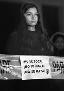 Marcha “Ni una menos”, ayer, en el Centro de Montevideo. Foto: Pablo Vignali