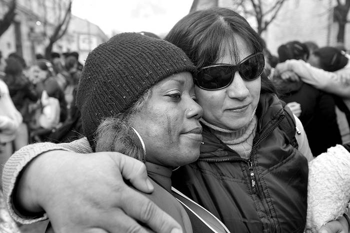 Trabajadoras de Fripur, ayer, durante la asamblea al final de la última jornada de trabajo. Foto: Federico Gutiérrez