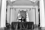 Evo Morales, presidente boliviano, durante una rueda de prensa, ayer, en el Palacio Quemado, en La Paz, Bolivia. Foto: Aizar Raldes, Afp