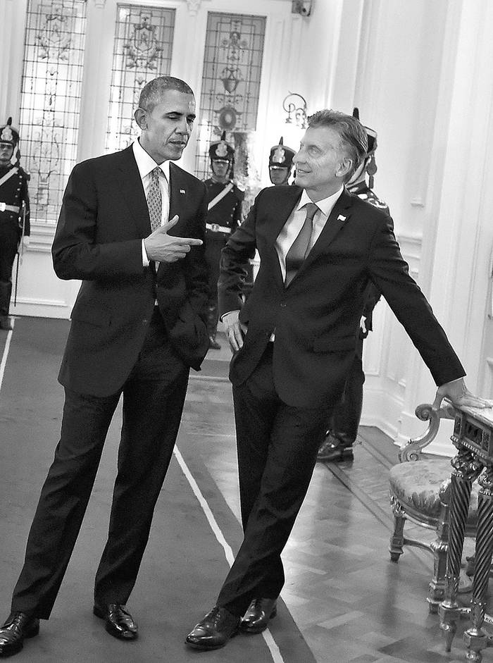 Barack Obama y Mauricio Macri, ayer, en la Casa Rosada, en Buenos Aires. Foto: Presidencia Argentina, Afp