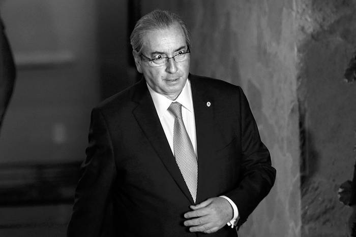 Eduardo Cunha, presidente de la Cámara de Diputados de Brasil, asiste a una conferencia de prensa, ayer, en Brasilia. Foto: Fábio Rodrigues Pozzebom, Agência Brasil