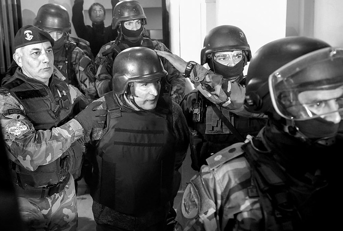 José López, ex viceministro de Obras Públicas de Argentina y actual diputado del Parlasur, tras ser detenido, ayer, en General Rodríguez, provincia de Buenos Aires. Foto: Juan Vargas, Afp