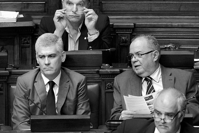 Rodrigo Goñi y Jaime Trobo, ayer, en la Cámara de Diputados. Foto: Pablo Vignali
