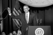 Barack Obama durante el discurso de despedida a la nación, ayer, en Chicago, Illinois. Foto: Scott Olson, AFP