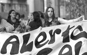 Movilización feminista en el Centro de Montevideo. Foto: Andrés Cuenca (archivo, febrero de 2017)