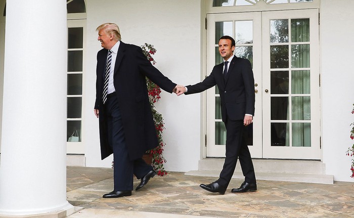 Donald Trump, presidente estadounidense, y Emmanuel Macron, presidente francés, ayer, en la Casa Blanca, en Washington.
 · Foto: Ludovic Marin