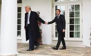 Donald Trump, presidente estadounidense, y Emmanuel Macron, presidente francés, ayer, en la Casa Blanca, en Washington.
