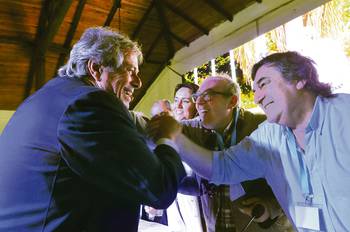 Enrique Antía, Dardo Sánchez y Sergio Botana, el 26 de agosto de 2018, en la Sociedad Criolla de Las Piedras. · Foto: Federico Gutiérrez