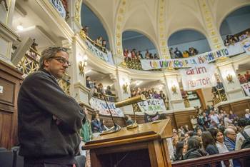 Rodrigo Arim, ayer, en el Paraninfo de la Universidad. Rodrigo Arim, ayer, en el Paraninfo de la Universidad.