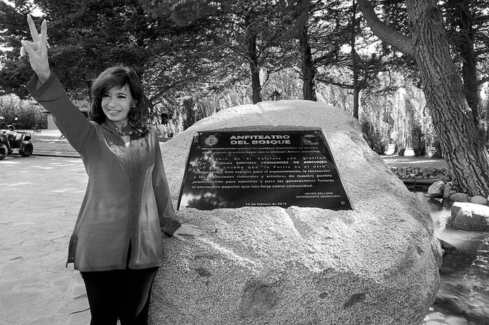 Cristina Fernández durante la inauguración de obras públicas, el sábado, en la localidad patagónica de El Calafate. Foto: Presidencia argentina, s/d de autor