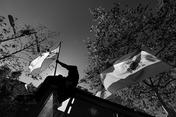 Manifestación a favor de la unidad de España, ayer, en Barcelona. Foto: Lluís Gene, AFP