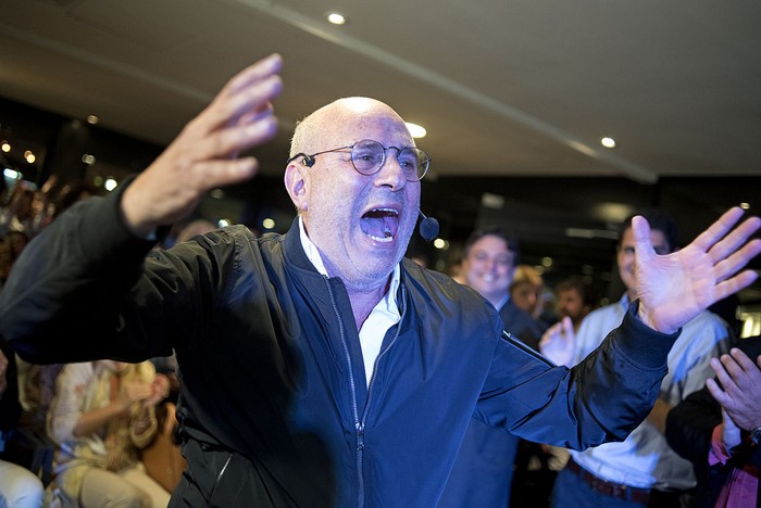 Edgardo Novick, durante un acto del Partido de la Gente, ayer, en Pocitos. · Foto: Ricardo Antúnez