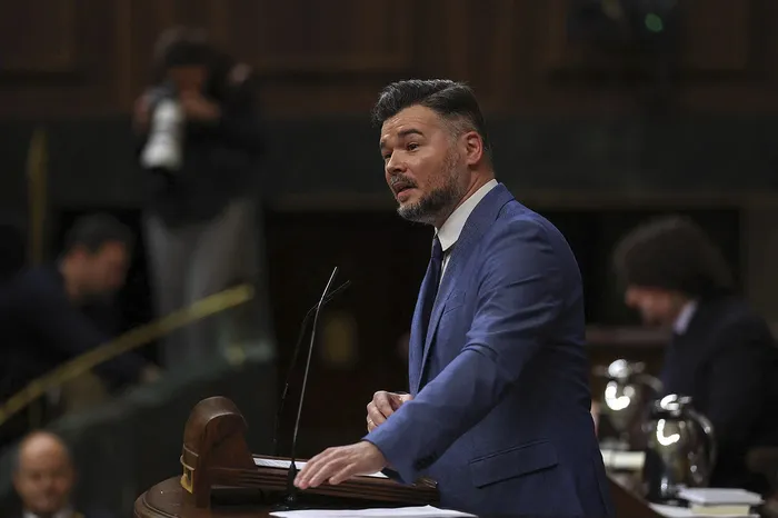 Gabriel Rufián del partido Esquerra Republicana de Cataluña en el Congreso de los Diputados en Madrid, el 11 de febrero. · Foto: Pierre Philippe Marcou, AFP