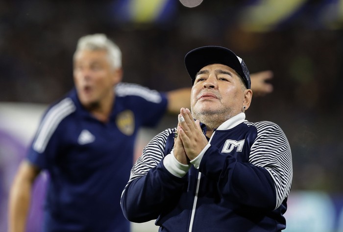 Diego Maradona, durante un homenaje antes del partido entre Boca Juniors vs Gimnasia y Esgrima de La Plata, el sábado, en La Bombonera, en Buenos Aires. · Foto: Alejandro Pagni, AFP