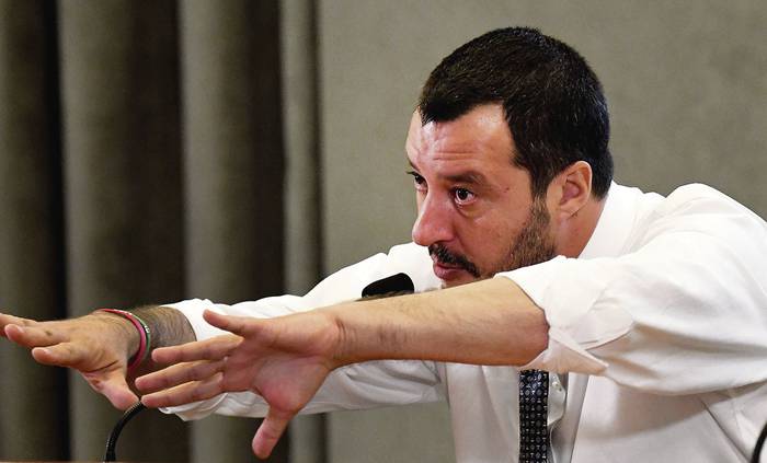 Matteo Salvini durante una conferencia de prensa, ayer, en Roma.
 · Foto: Tiziana Fabi