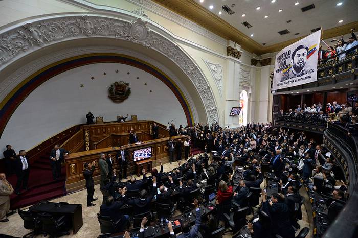Asamblea Nacional de Venezuela, durante la ceremonia de inauguración, en Caracas, el 5 de enero.
 · Foto: Federico Parra