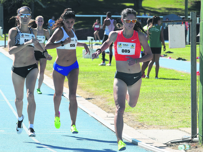 María Pía Fernández, durante la final de 800 metros del Grand Prix Darwin Piñeyrúa, en la pista de Atletismo (archivo, marzo de 2017). · Foto: Sandro Pereyra