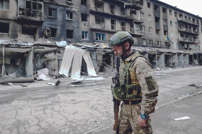 Centro de la ciudad ucraniana de Siversk, región de Donetsk, el 22 de julio. · Foto: Anatolii Stepanov, AFP