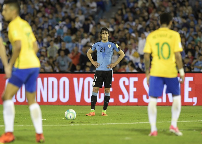 Edinson Cavani, durante el partido Uruguay - Brasil, por las eliminatorias para el mundial Rusia 2018. (archivo, marzo de 2017) · Foto: Sandro Pereyra