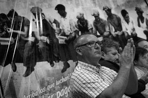 Richard Read, ayer, en el acto de lanzamiento de la corriente Orientación Sindical Unitaria 5 de Marzo. Foto: Nicolás Celaya