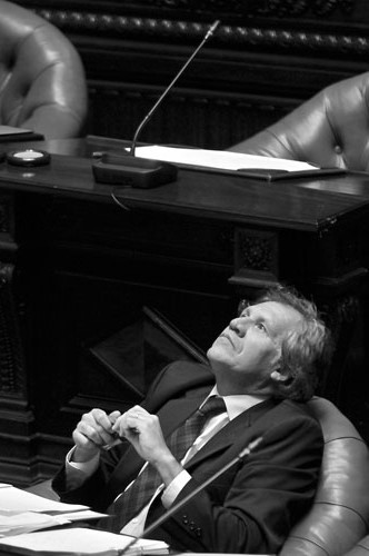 Luis Almagro, ayer, en la Comisión Permanente del Parlamento. Foto: Javier Calvelo
