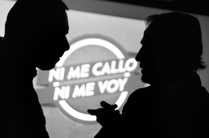 Álvaro Delgado y Álvaro Garcé durante la despedida de año de la lista 404. Foto: Pablo Vignali (archivo, diciembre de 2014)