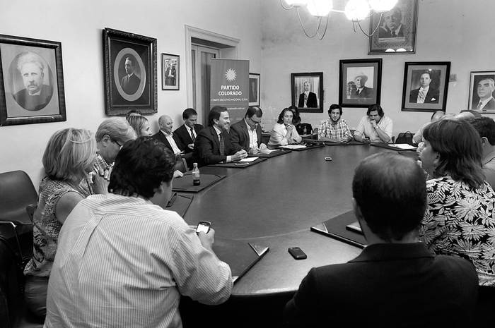Reunión del Comité Ejecutivo Nacional del Partido Colorado, ayer, en la Casa del Partido. Foto: Sandro Pereyra