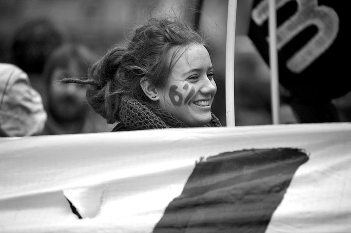 Marcha por la educación, ayer, en la Universidad. Foto: Federico Gutiérrez