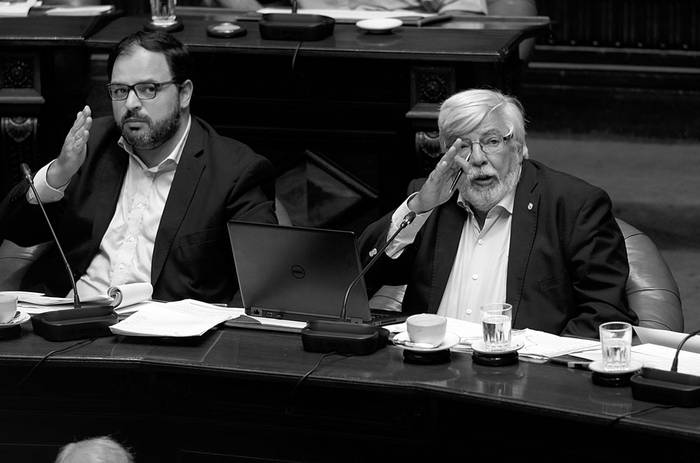 Charles Carrera y Eduardo Bonomi ayer en el Senado. Foto: Pablo Vignali