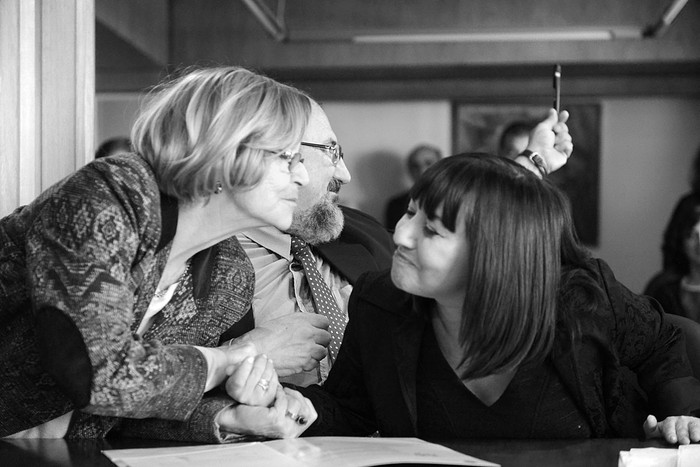 Mirtha Guianze, Juan Faroppa y Ariela Peralta, ayer, en la Institución Nacional de Derechos Humanos
y Defensoría del Pueblo. Foto: Santiago Mazzarovich