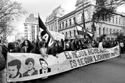 Marcha en Homenaje a los Mártires Estudiantiles, ayer, en el centro de Montevideo. Foto: Federico Gutiérrez