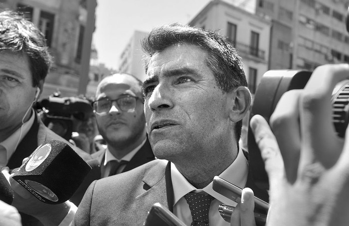Raúl Sendic, antes de ingresar a la audiencia, el miércoles. Foto: Federico Gutiérrez