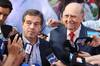 Ernesto Talvi y Julio María Sanguinetti, tras la reunión con Luis Lacalle Pou, en la sede del sector Todos. · Foto: Mauricio Zina, adhocfotos Ernesto Talvi y Julio María Sanguinetti, tras la reunión con Luis Lacalle Pou, en la sede del sector Todos. · Foto: Mauricio Zina, adhocfotos