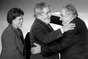 Dilma Rousseff,  Luiz Inácio Lula da Silva y José Mujica, ayer, cuando el presidente Mujica fue recibido por su par brasileño. 